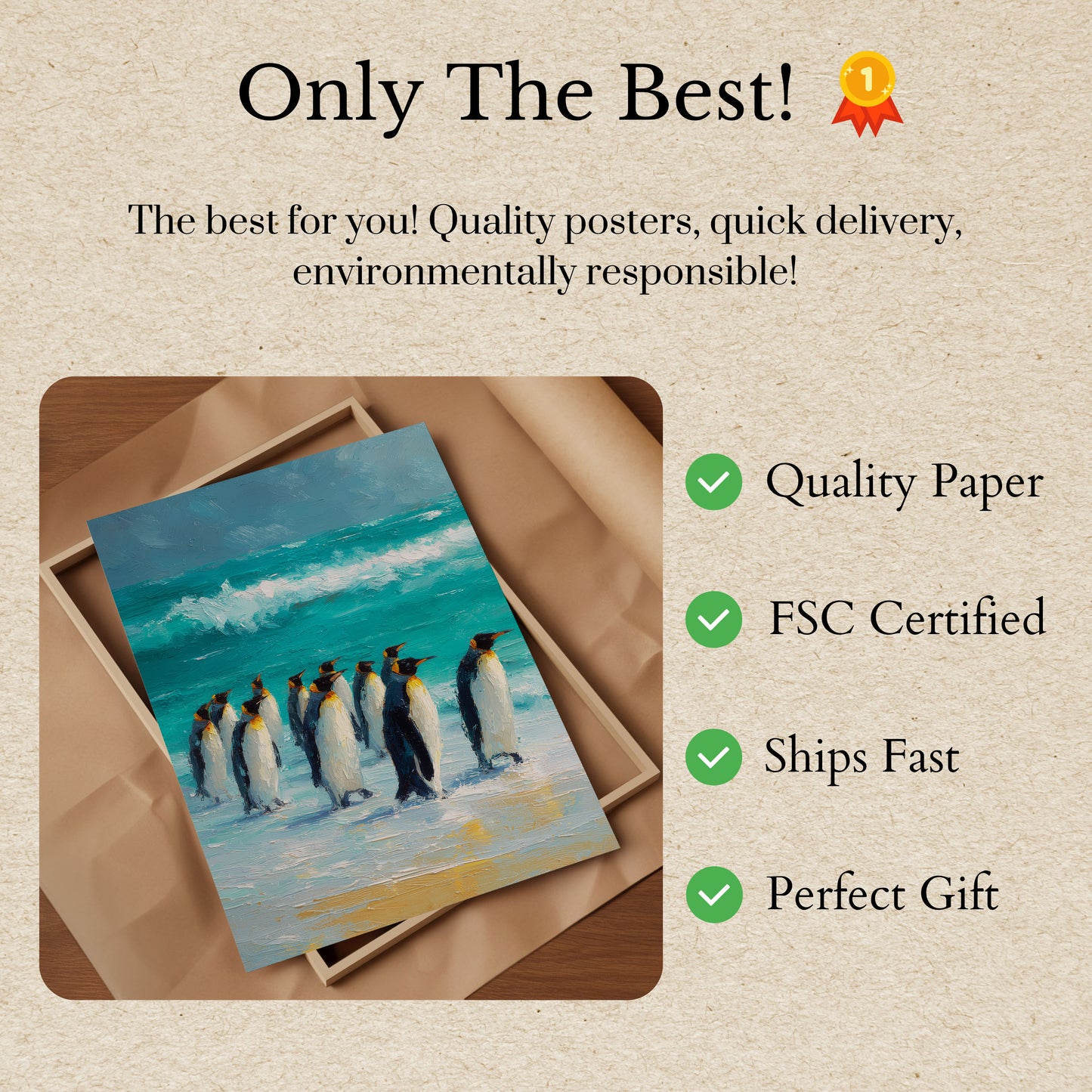 Pingviner som vader i turkis vand plakat