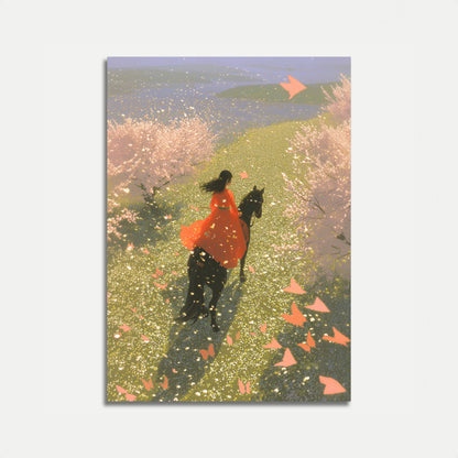 Woman in Red Riding Horse Poster