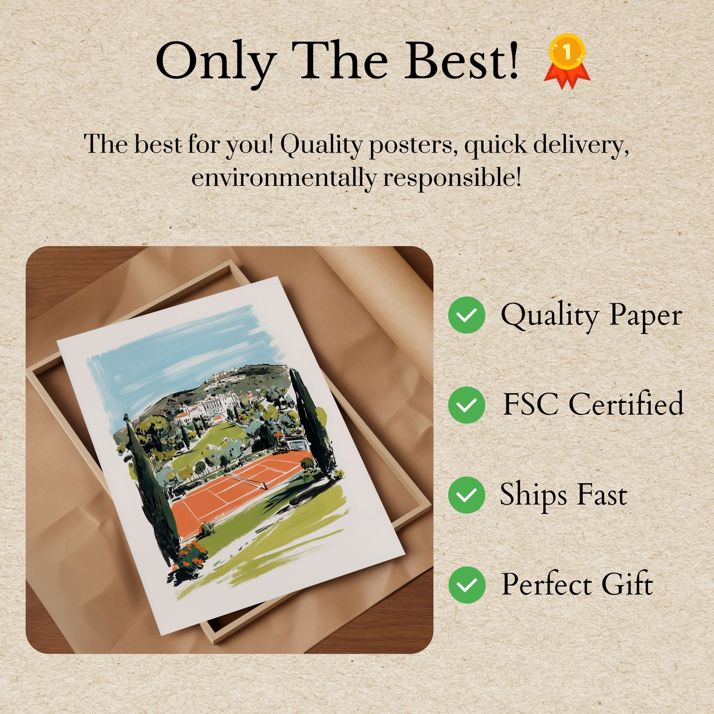 Coastal Tennis Court Paradise Poster