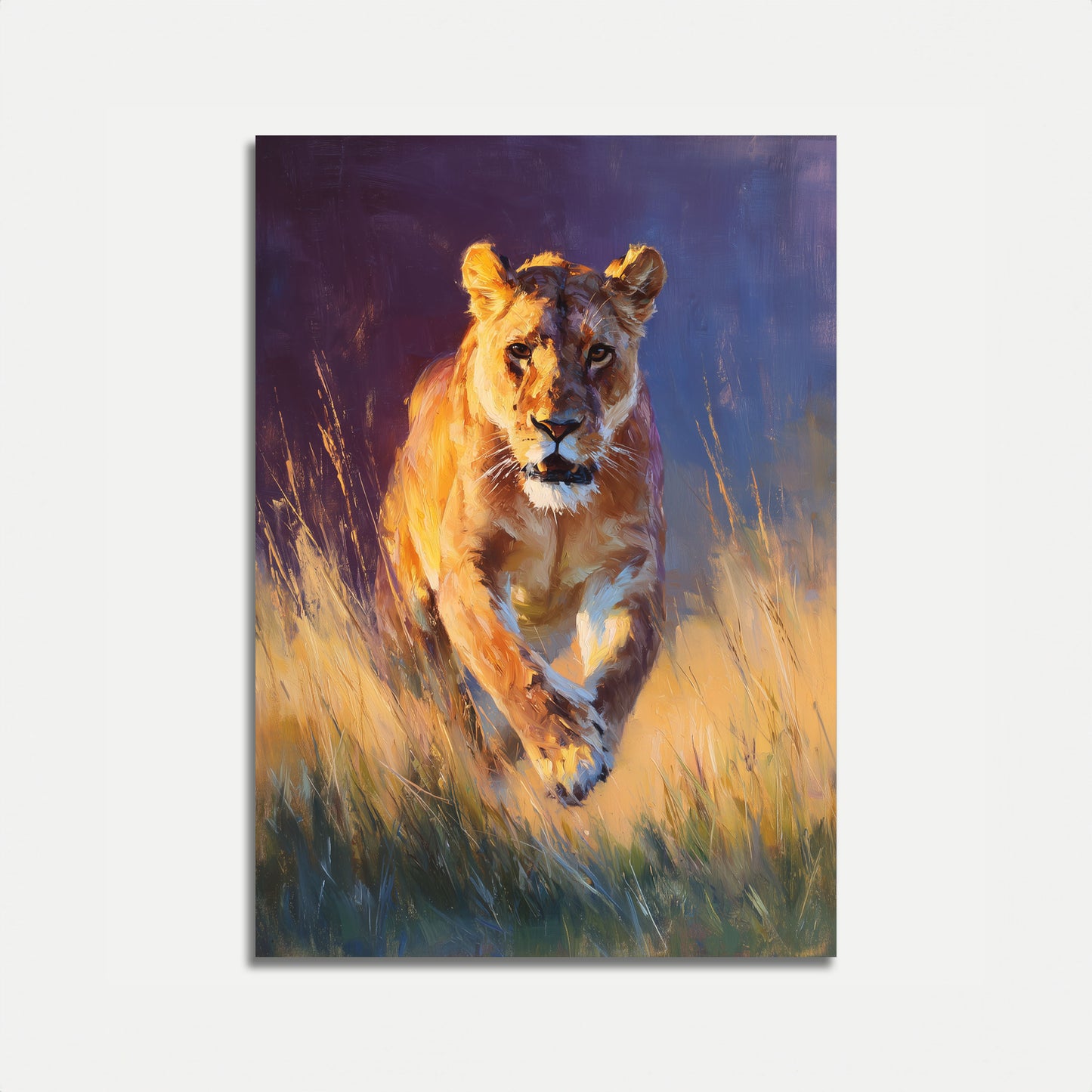 Affiche Lionne dans la Prairie Dorée