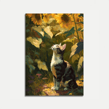 Cartel de Gato Entre Girasoles