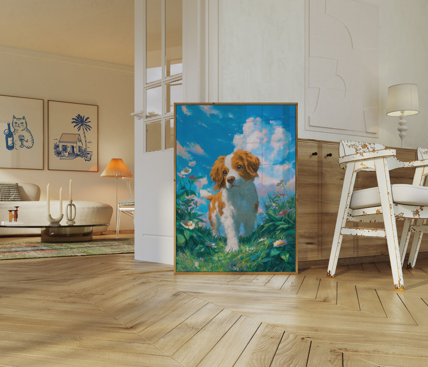 Playful Puppy Field Poster