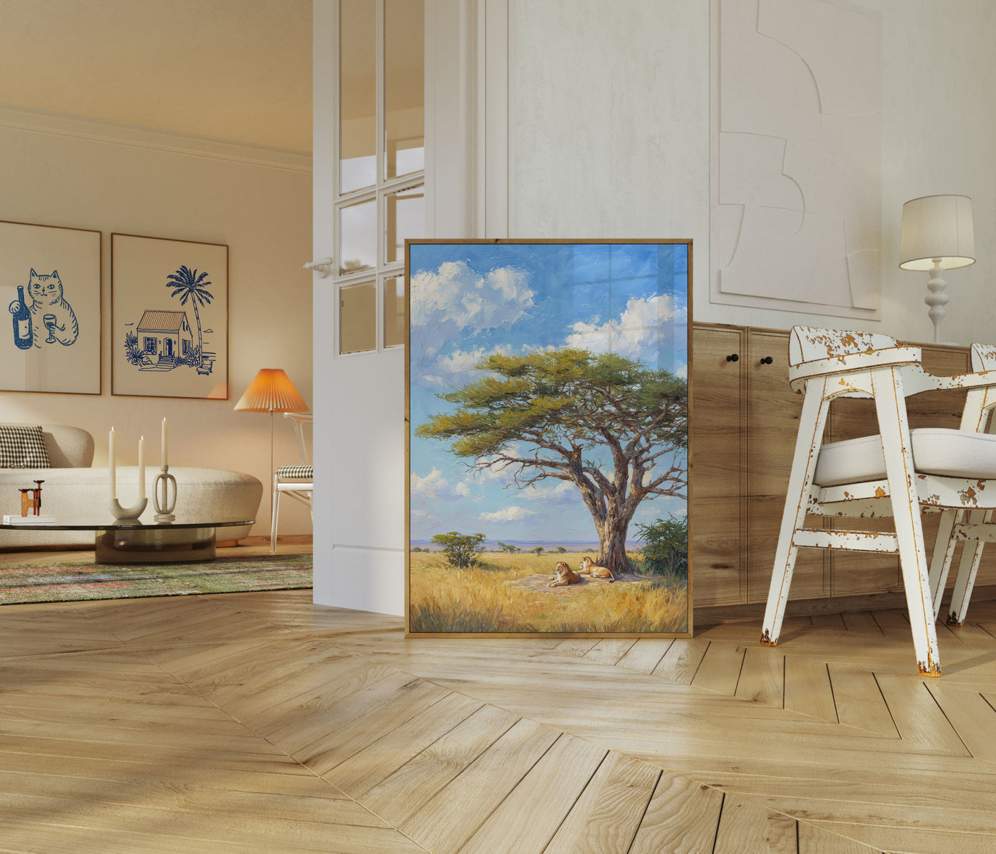 Lions Under Acacia Tree Poster