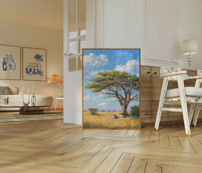 Lions Under Acacia Tree Poster