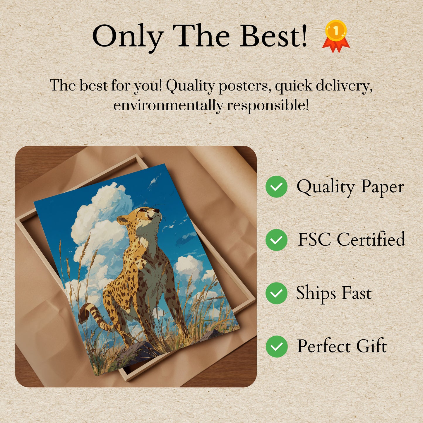 Majestic Cheetah Savanna Poster