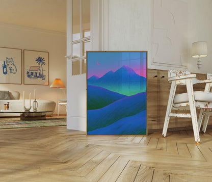Neon Mountain Landscape Poster