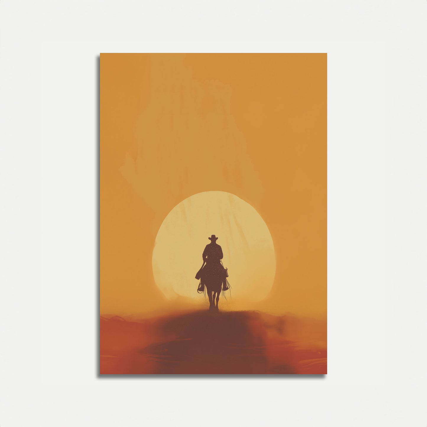 Ensom Cowboy Solnedgang Plakat