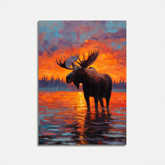 Poster Alce al Tramonto