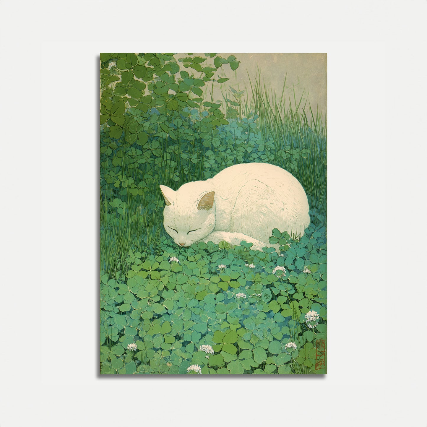 Póster de Gato Blanco Entre Nenúfares