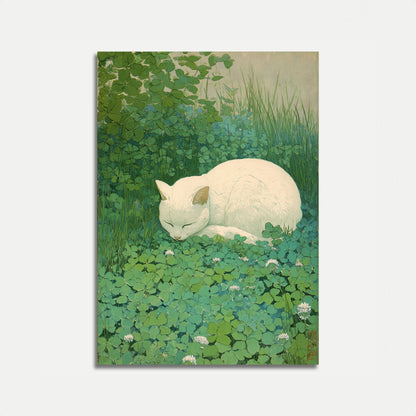 Póster de Gato Blanco Entre Nenúfares