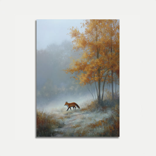 Fox i höstdimma Affisch
