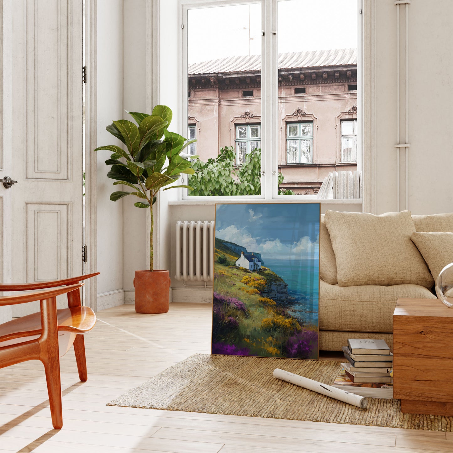 Pôster de Paisagem de Penhascos de Cabana Costeira