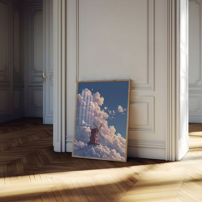Windmill in Dreamy Cloud Poster