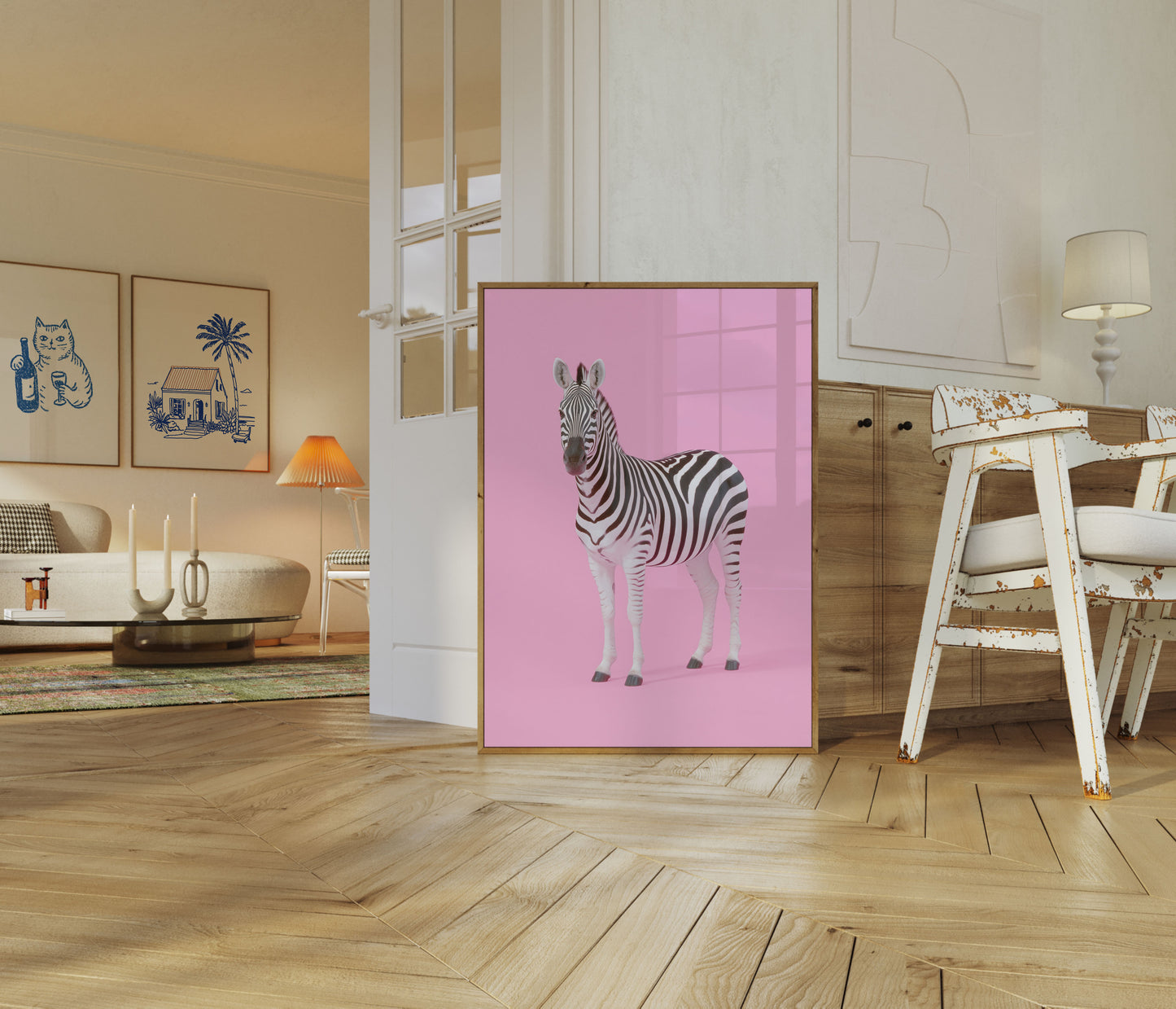 Pink Zebra Minimalist Poster