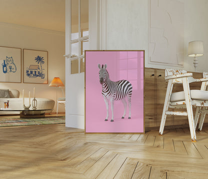 Pink Zebra Minimalist Poster
