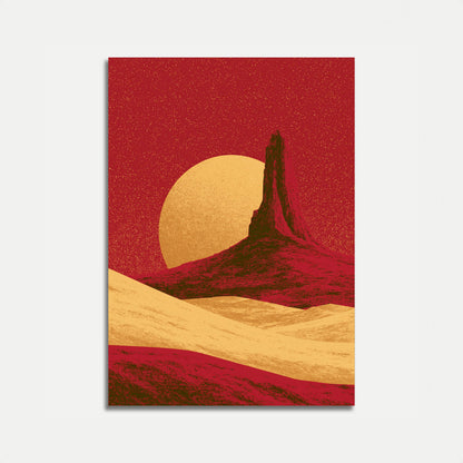 Desert Landscape with Golden Moon Poster