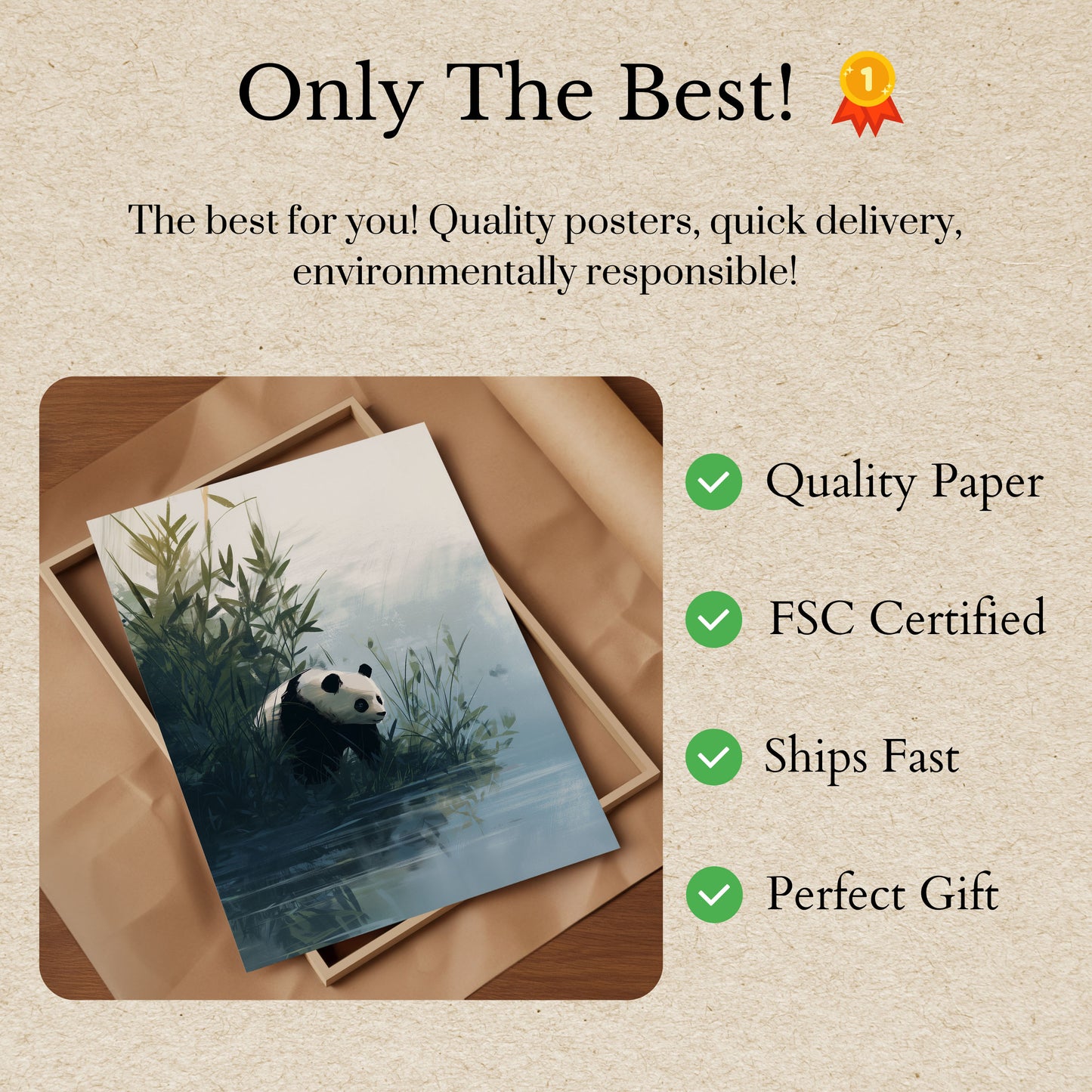 Serene Panda Riverside Poster