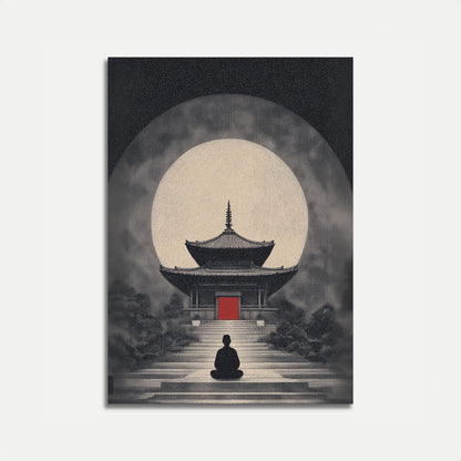 Meditation Temple Under Moonlight Poster