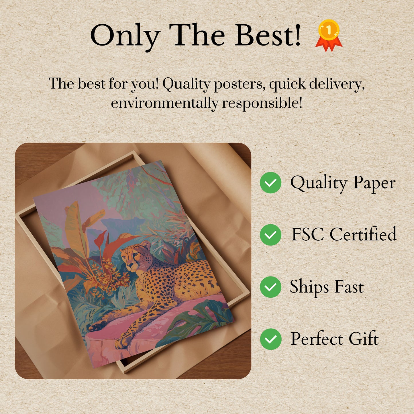 Póster de guepardo exótico en la jungla