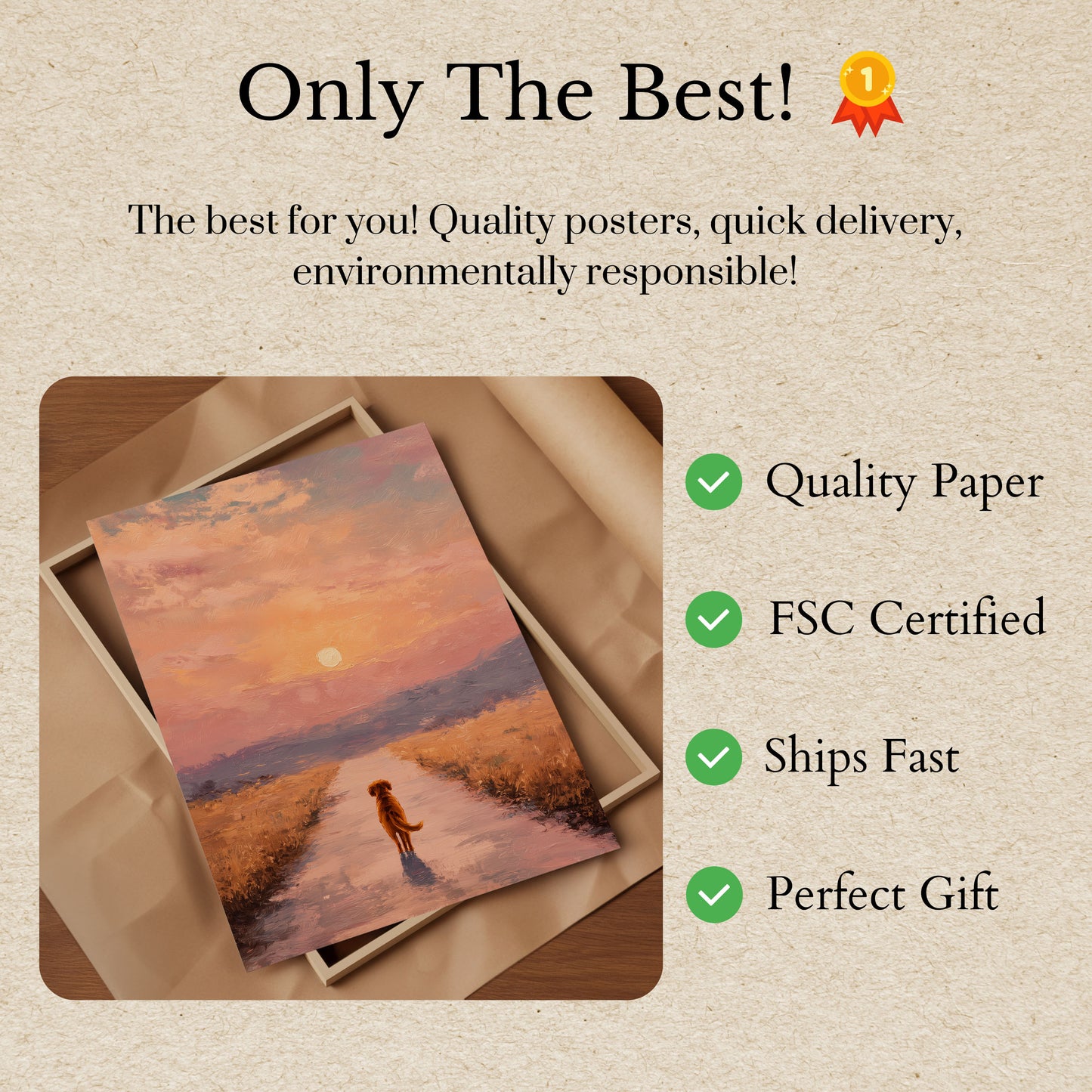 Cane che Guarda il Tramonto sull'Acqua Poster