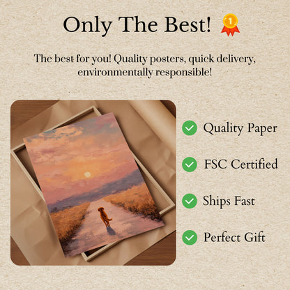 Cane che Guarda il Tramonto sull'Acqua Poster