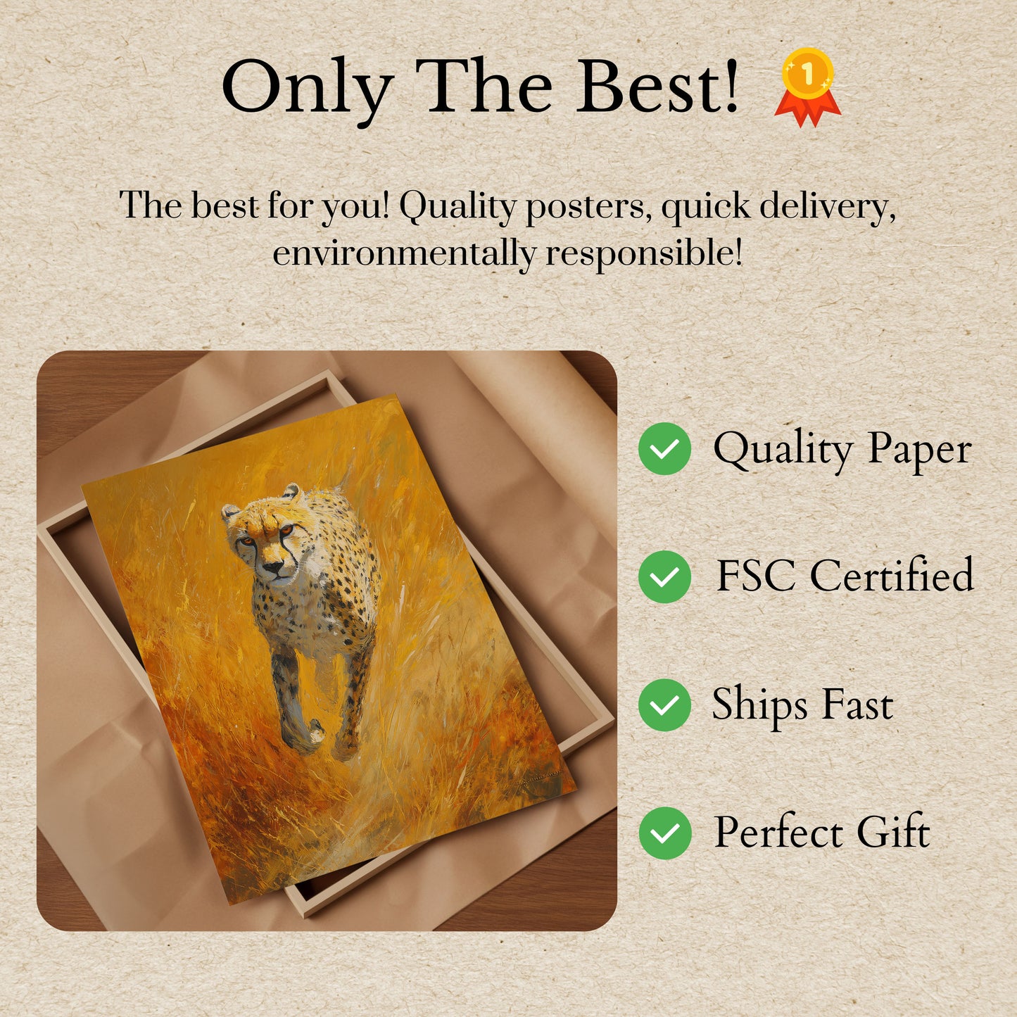 Cheetah die door gouden savanne rent poster