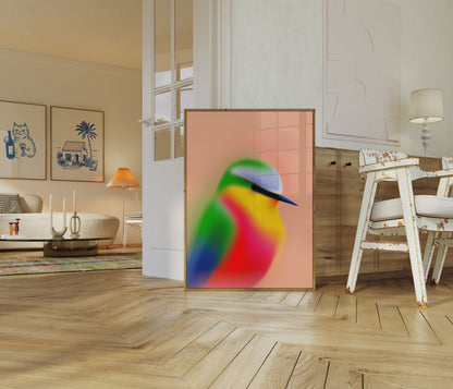 Colorful Blurred Bird Poster