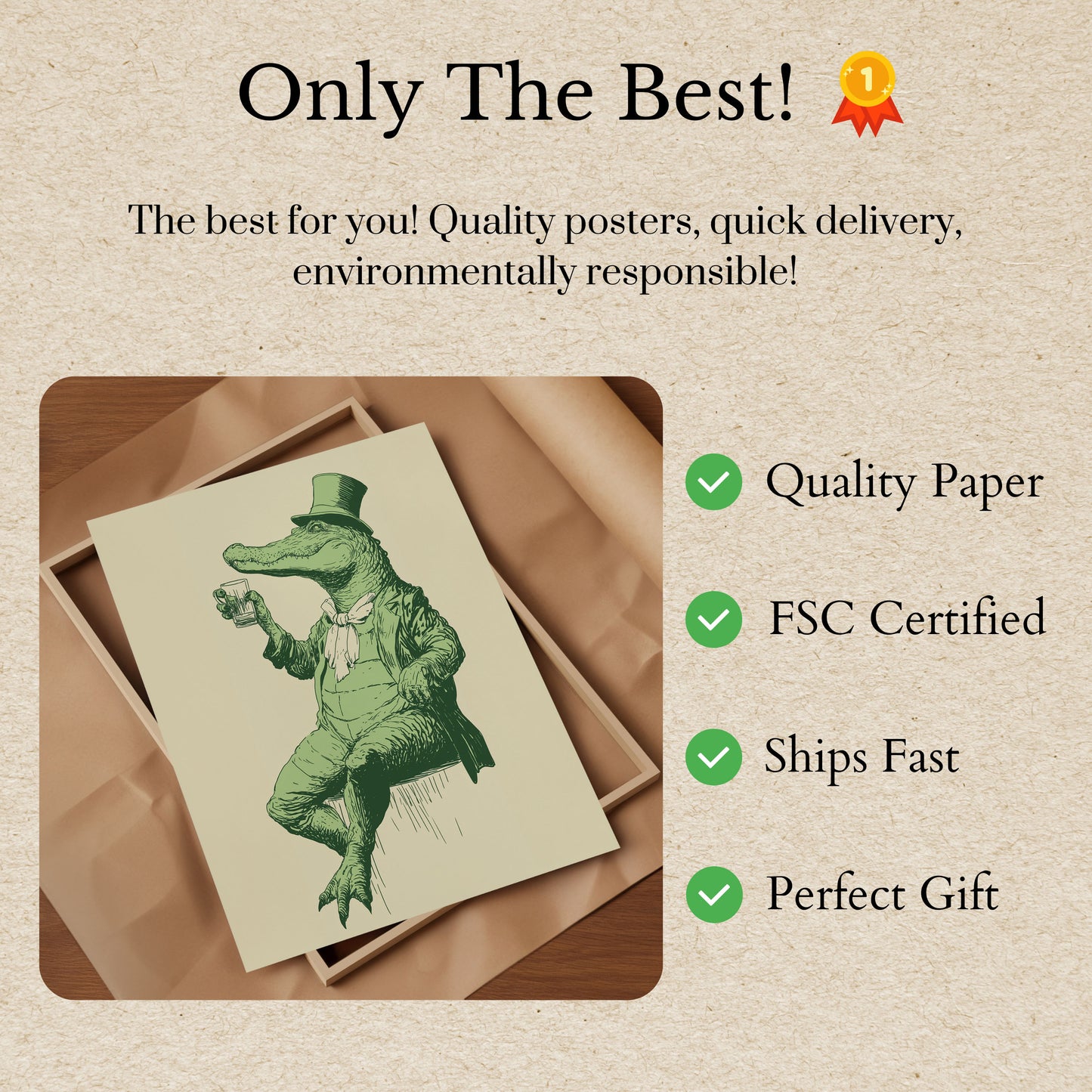 Stijlvolle Krokodil Drinkposter