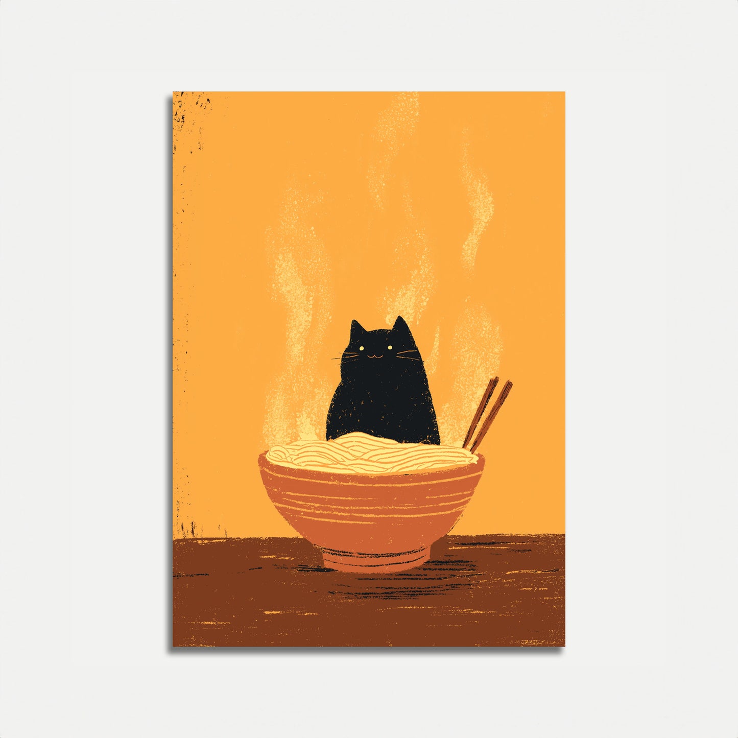 Sort Kat Ramen Nudler Plakat