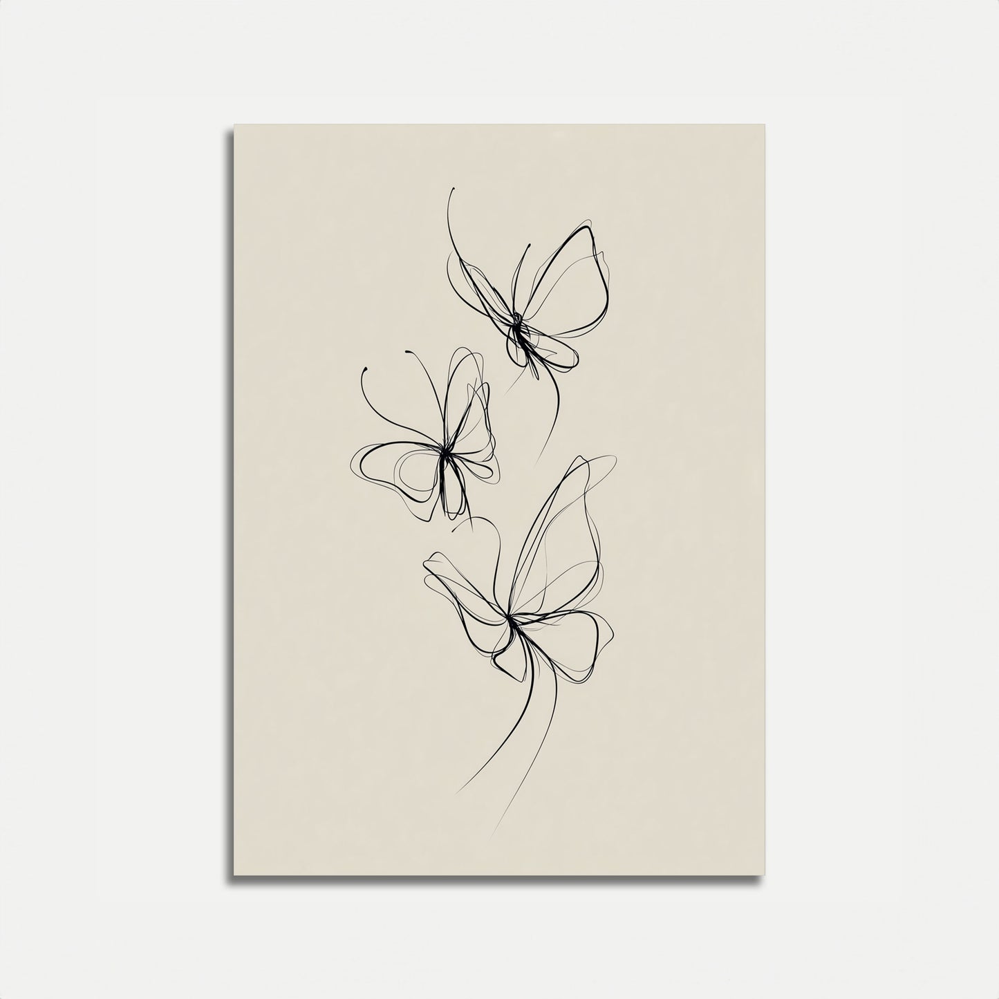 Póster de arte lineal de mariposa elegante