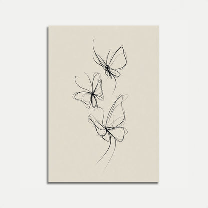 Póster de arte lineal de mariposa elegante