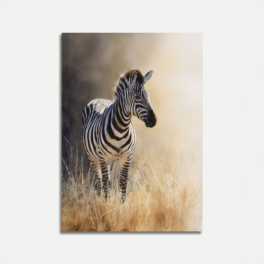 Solitary Zebra Grasslands Poster