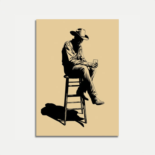 Lone Cowboy Contemplation Poster