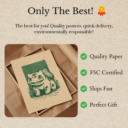 Bulbasaur Smiling Portrait Poster