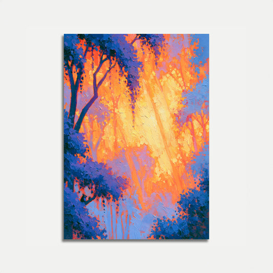 Zonsondergang Bos Bomen Poster