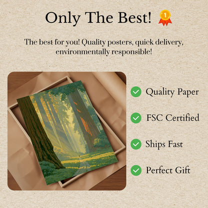 Sunlit Forest Cathedral Poster