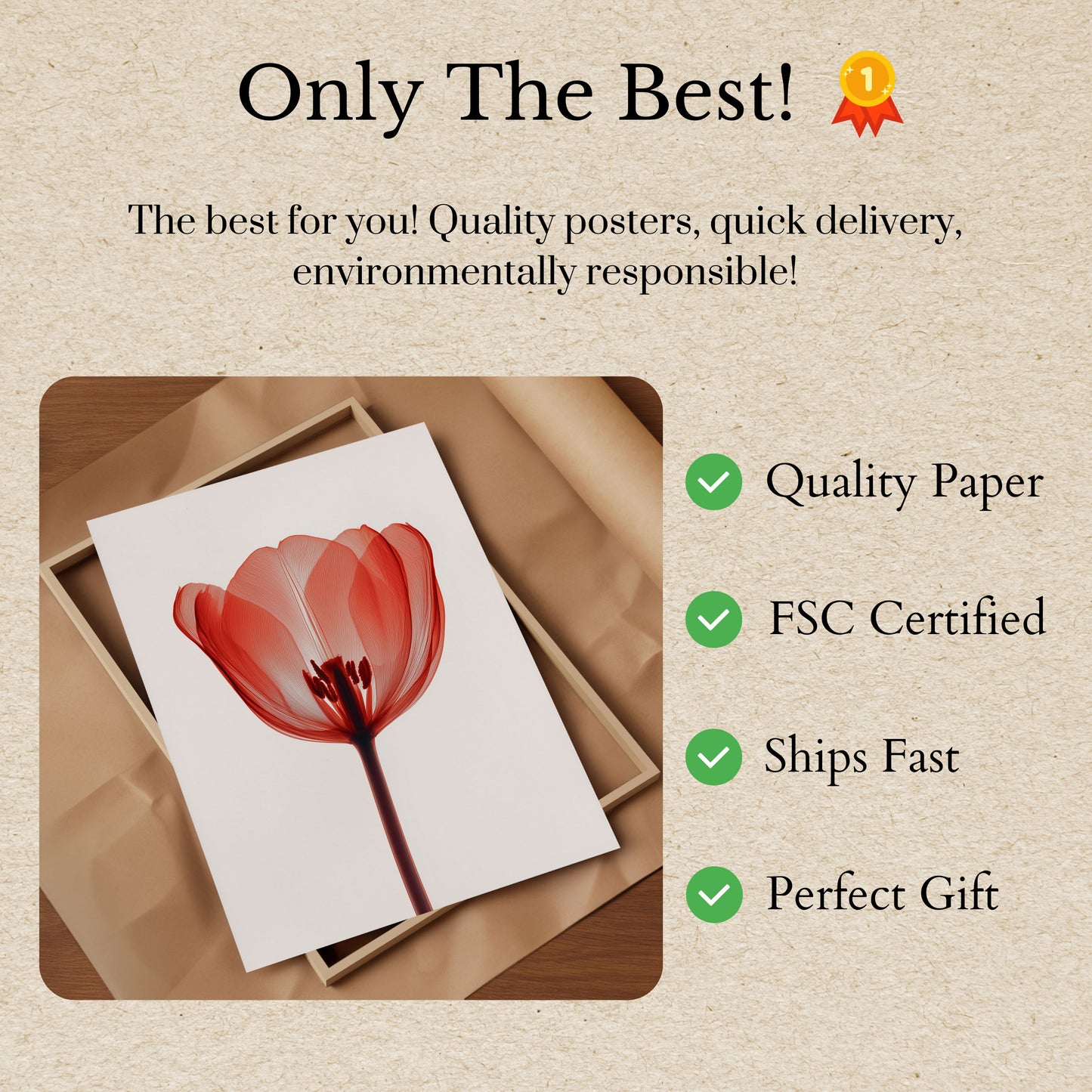 Manifesto Primo Piano Tulipano Rosso