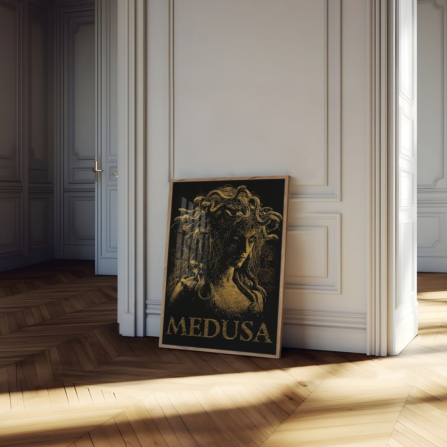 Medusa Mythological Gold Poster