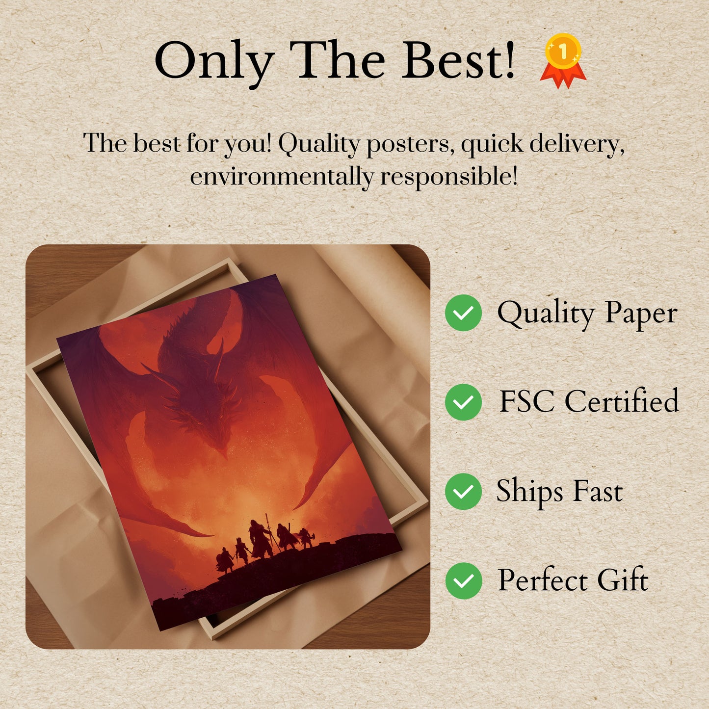 Póster épico de enfrentamiento con dragones