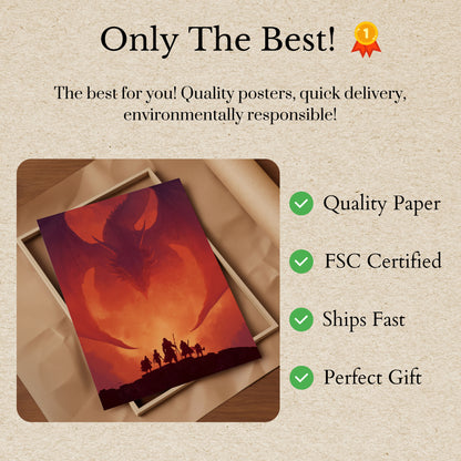 Póster épico de enfrentamiento con dragones