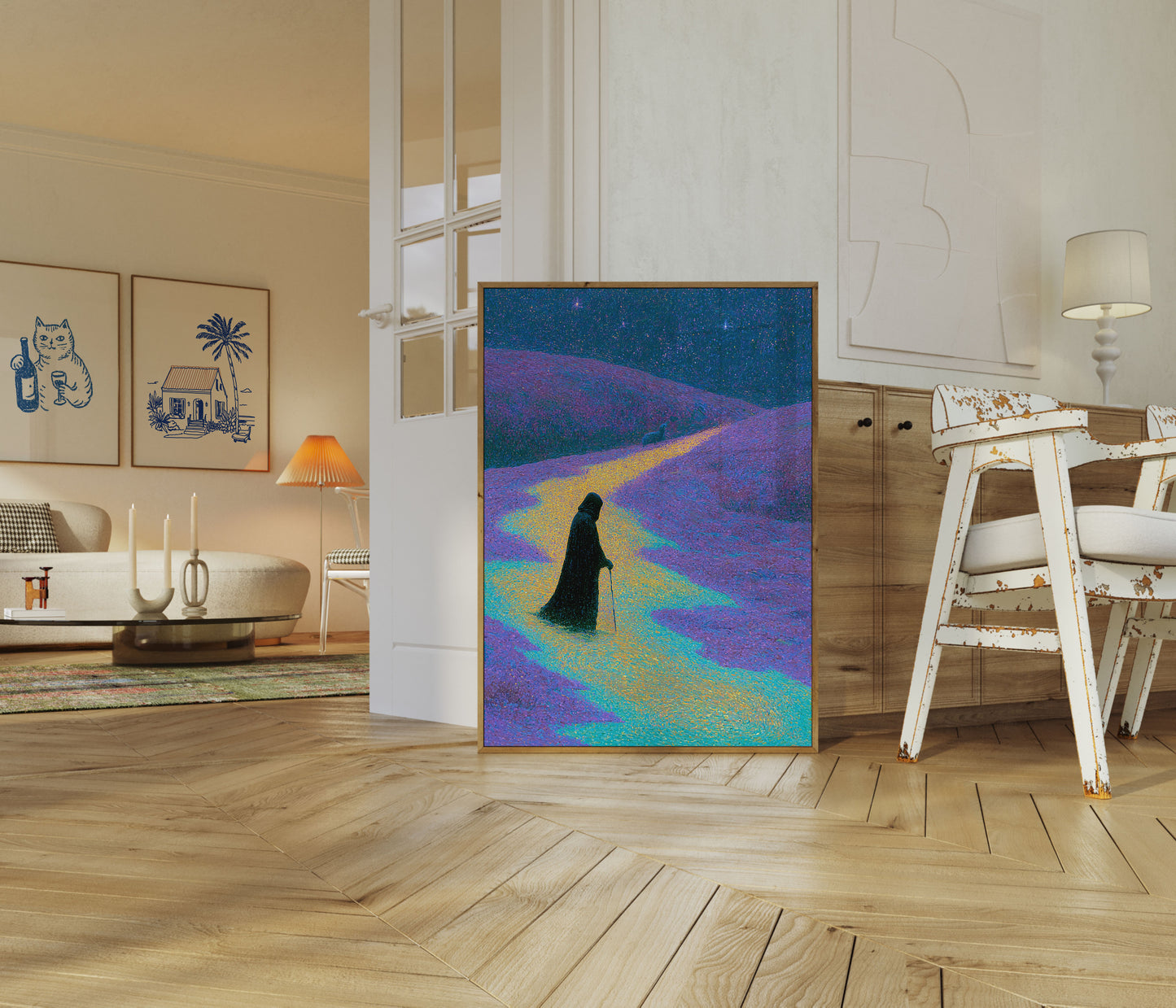 Wanderer in a Cosmic Landscape Poster