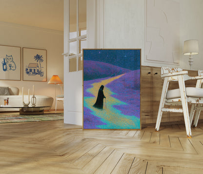 Wanderer in a Cosmic Landscape Poster
