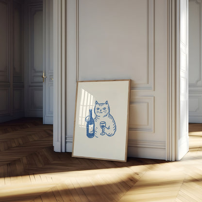 Chubby Cat Wine Night Poster