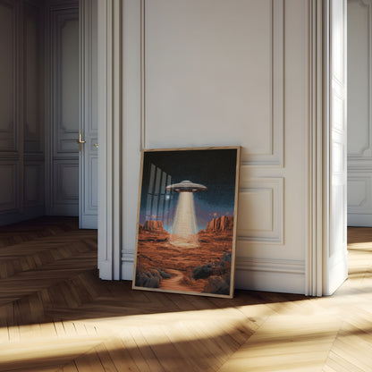 Alien Abduction Desert Night Poster