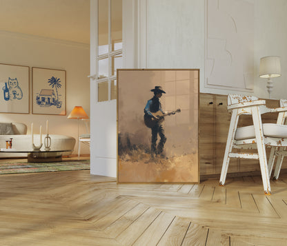 Ensam Cowboy Gitarrposter
