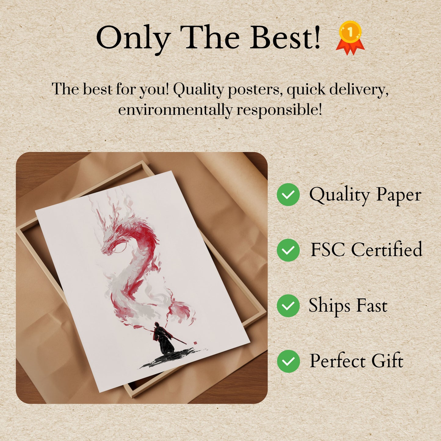 Dragon Warrior Silhouette Poster