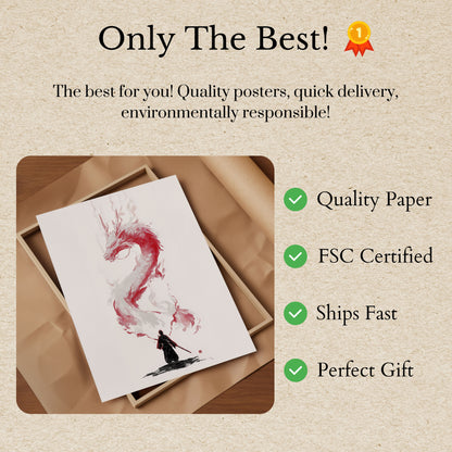 Dragon Warrior Silhouette Poster