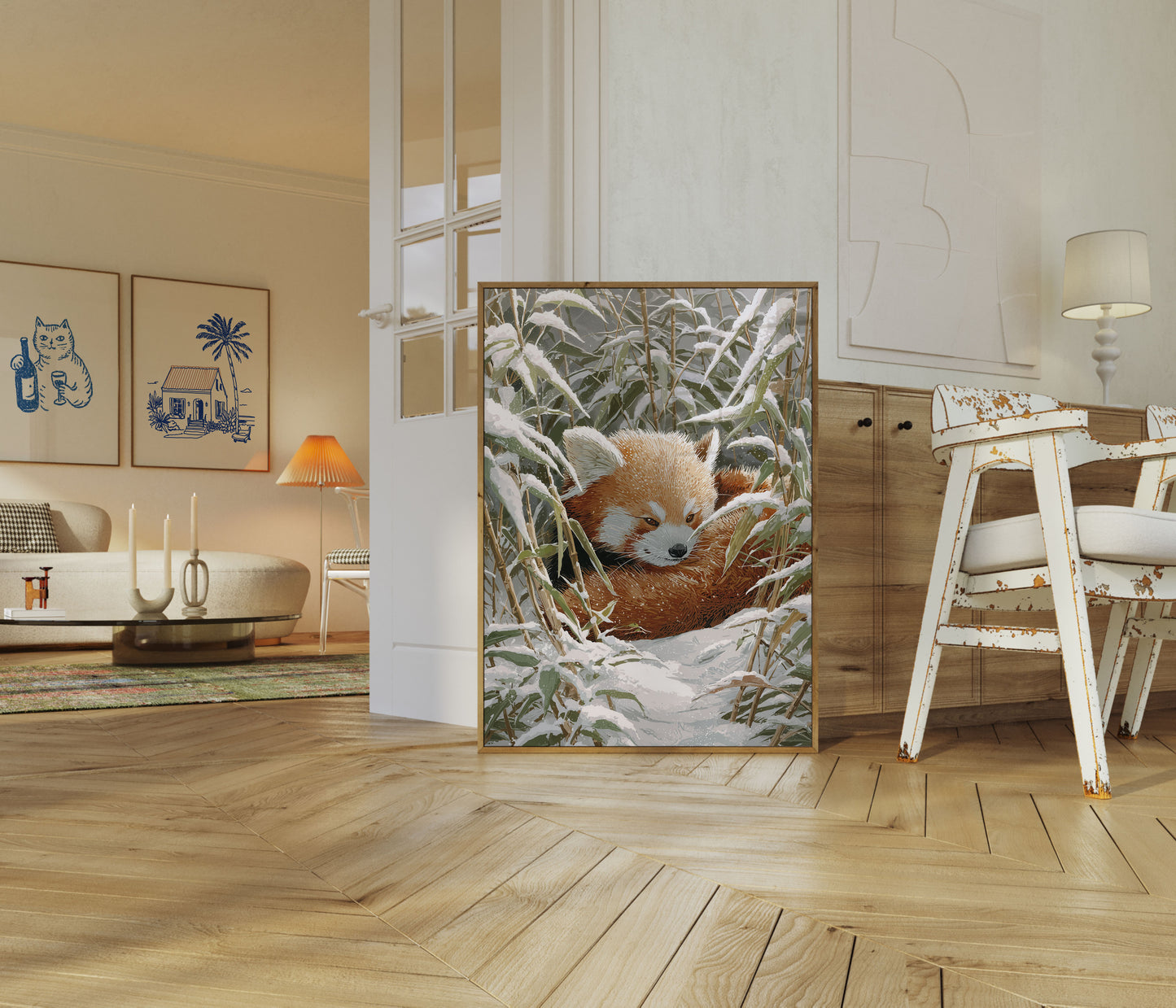 Red Panda in Winter Snow Poster