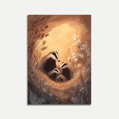 Badger Family Burrow Poster