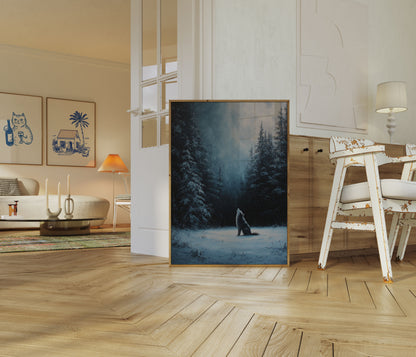 Wolf Howling in Winter Forest Poster